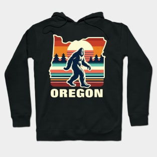 Oregon Classic Bigfoot Pose with Vintage Sunset Hoodie